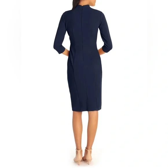 Donna Morgan Navy Long Sleeve Dress - Picture 2 of 7
